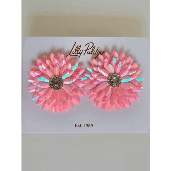 🌸 LILLY PULITZER Floral Pink Slice of Sunshine Earrings NEW WITH GIFT BAG - Picture 5 of 15